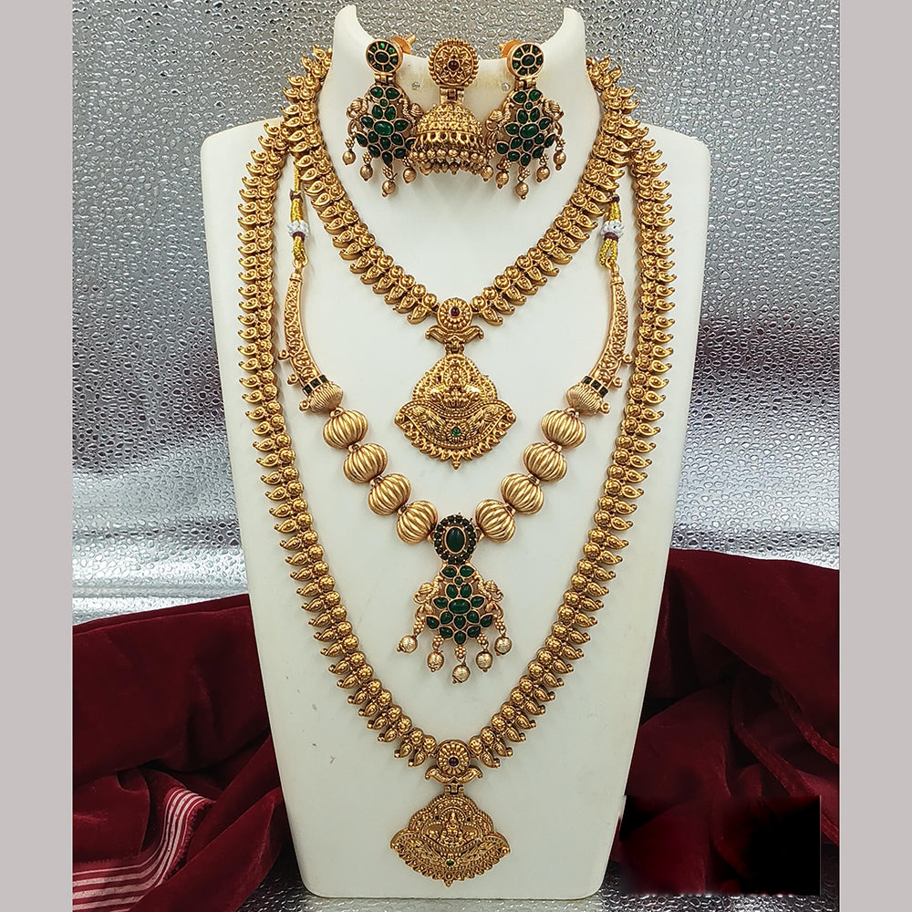 Joyful Jewel Art Matte Gold Plated Pota Stone And Temple Combo Set