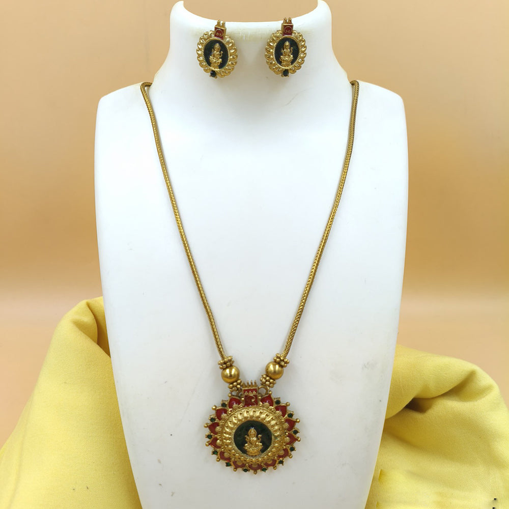 Joyful Jewel Art Matte Gold Plated Pota Stone Necklace Set