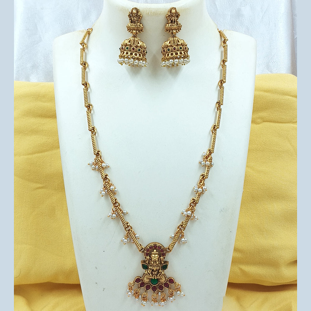 Joyful Jewel Art Matte Gold Plated Pota Stone Necklace Set