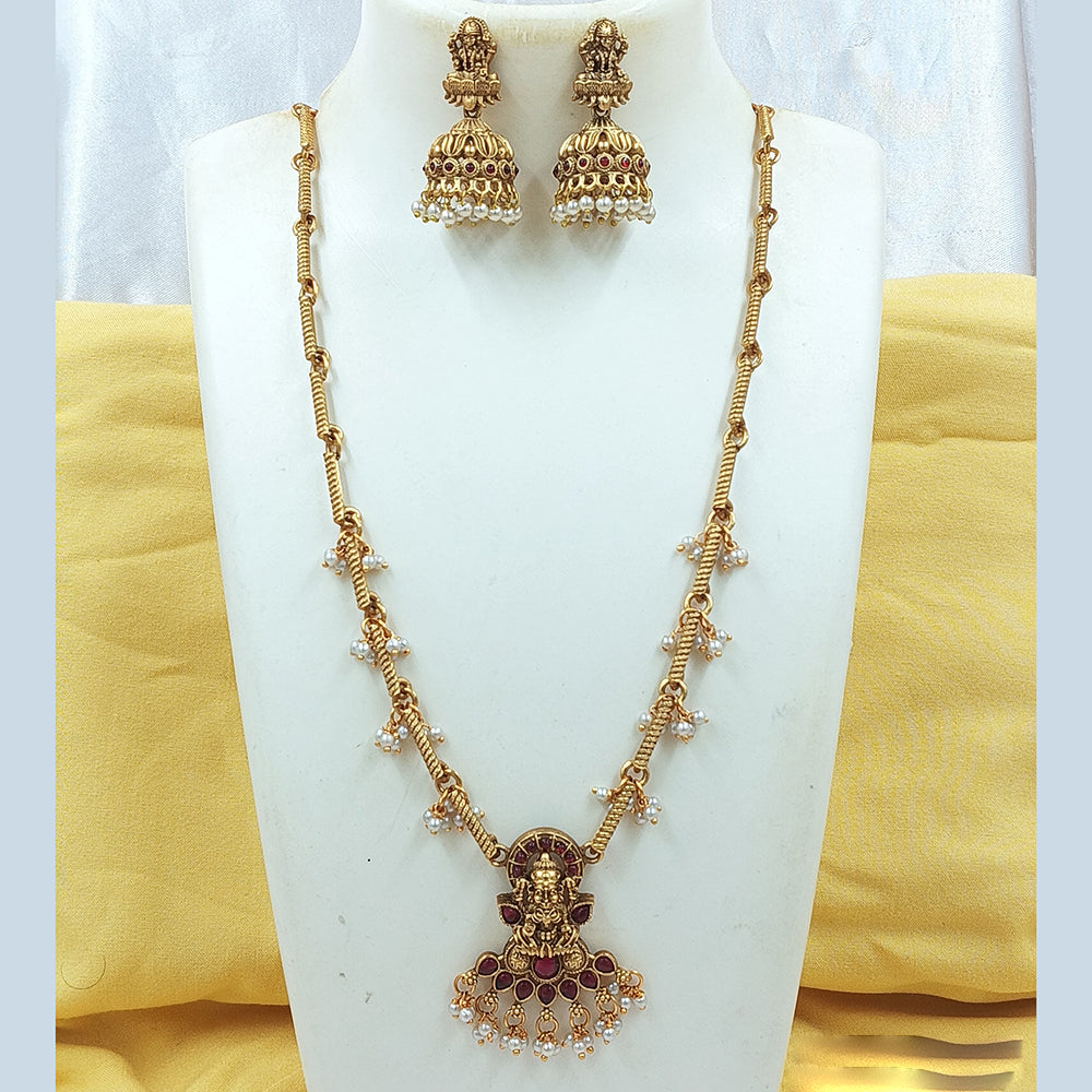 Joyful Jewel Art Matte Gold Plated Pota Stone Necklace Set