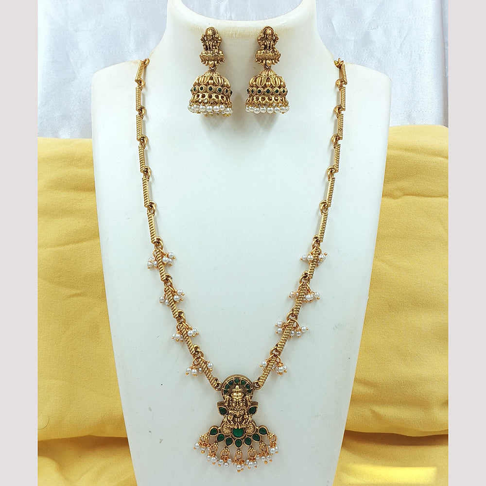 Joyful Jewel Art Matte Gold Plated Pota Stone Necklace Set