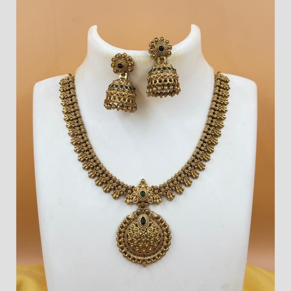 Joyful Jewel Art Matte Gold Plated Pota Stone Necklace Set