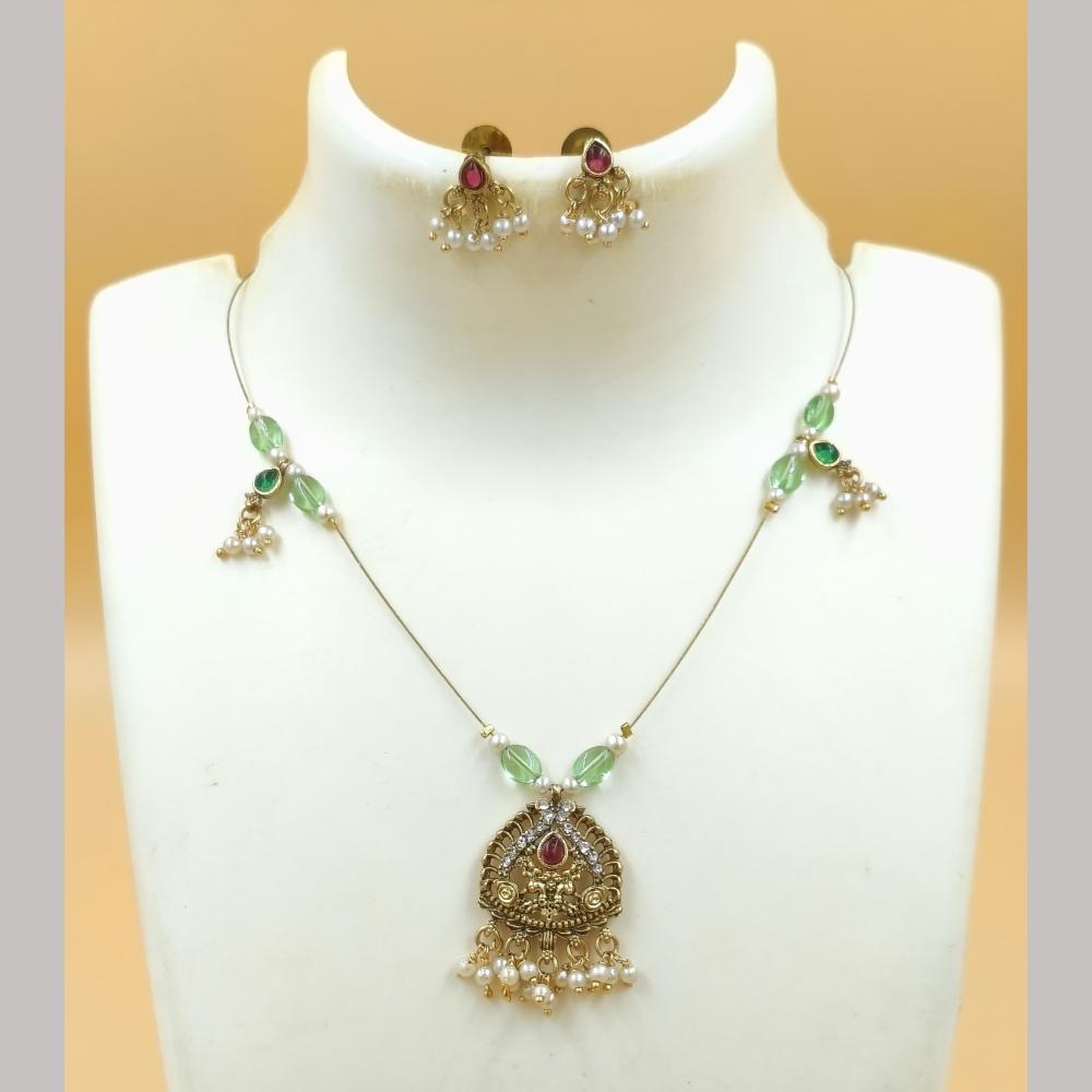 Joyful Jewel Art Matte Gold Plated Pota Stone Necklace Set