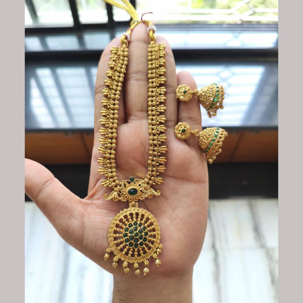 Joyful Jewel Art Matte Gold Plated Pota Stone Necklace Set