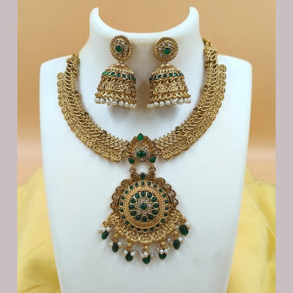 Joyful Jewel Art Matte Gold Plated Pota Stone Necklace Set