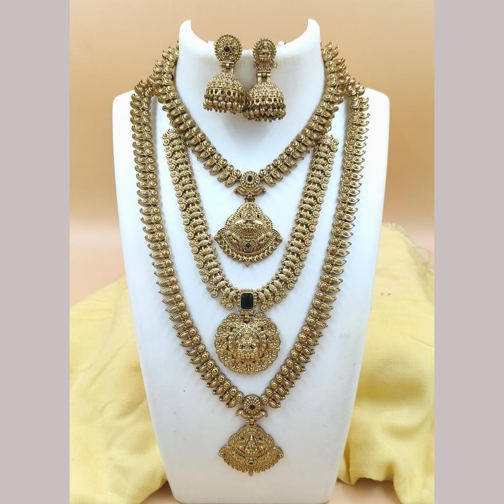 Joyful Jewel Art Matte Gold Plated Pota Stone Necklace Combo
