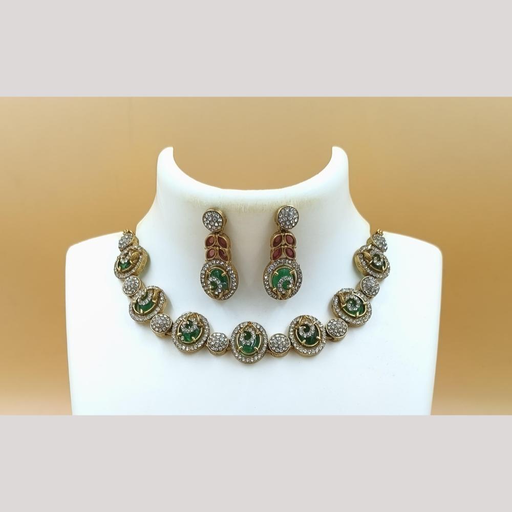 Joyful Jewel Art Matte Gold Plated Austrian Stone Necklace Set