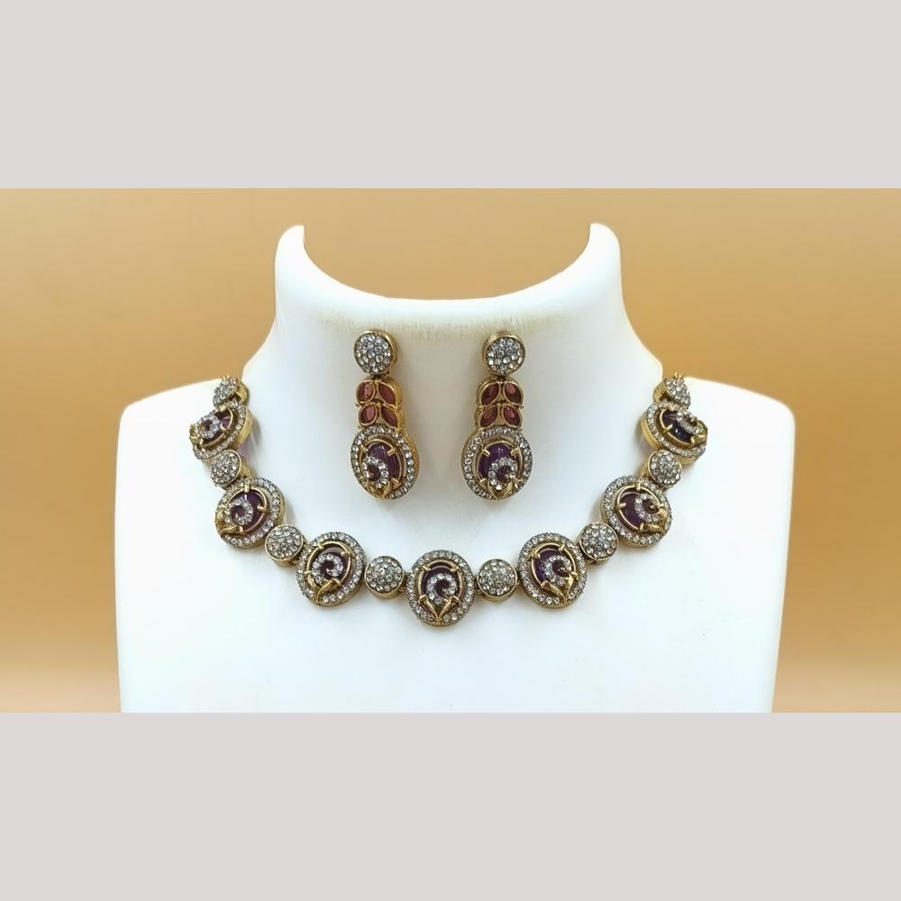 Joyful Jewel Art Matte Gold Plated Austrian Stone Necklace Set