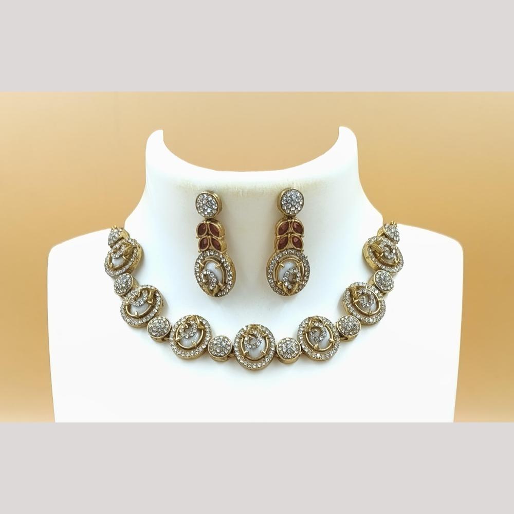 Joyful Jewel Art Matte Gold Plated Austrian Stone Necklace Set