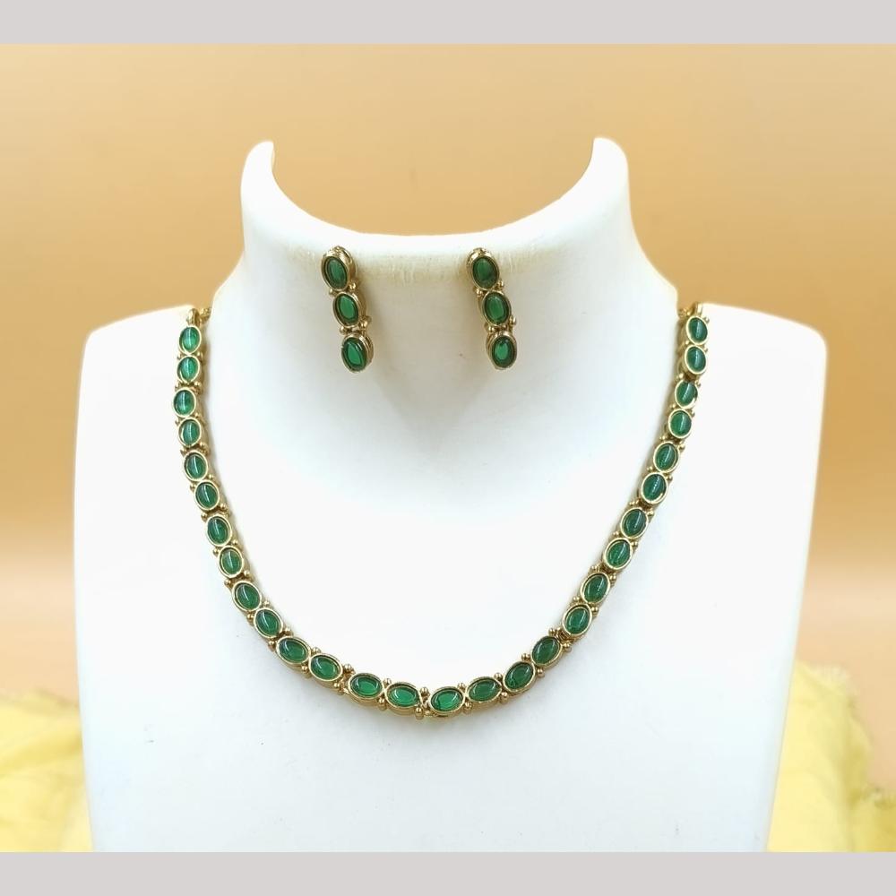 Joyful Jewel Art Matte Gold Plated Pota Stone Necklace Set
