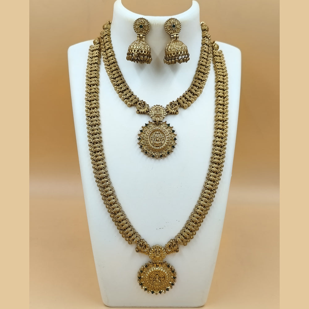 Joyful Jewel Art Ethnic Charm Matte Gold Plated Necklace Combo