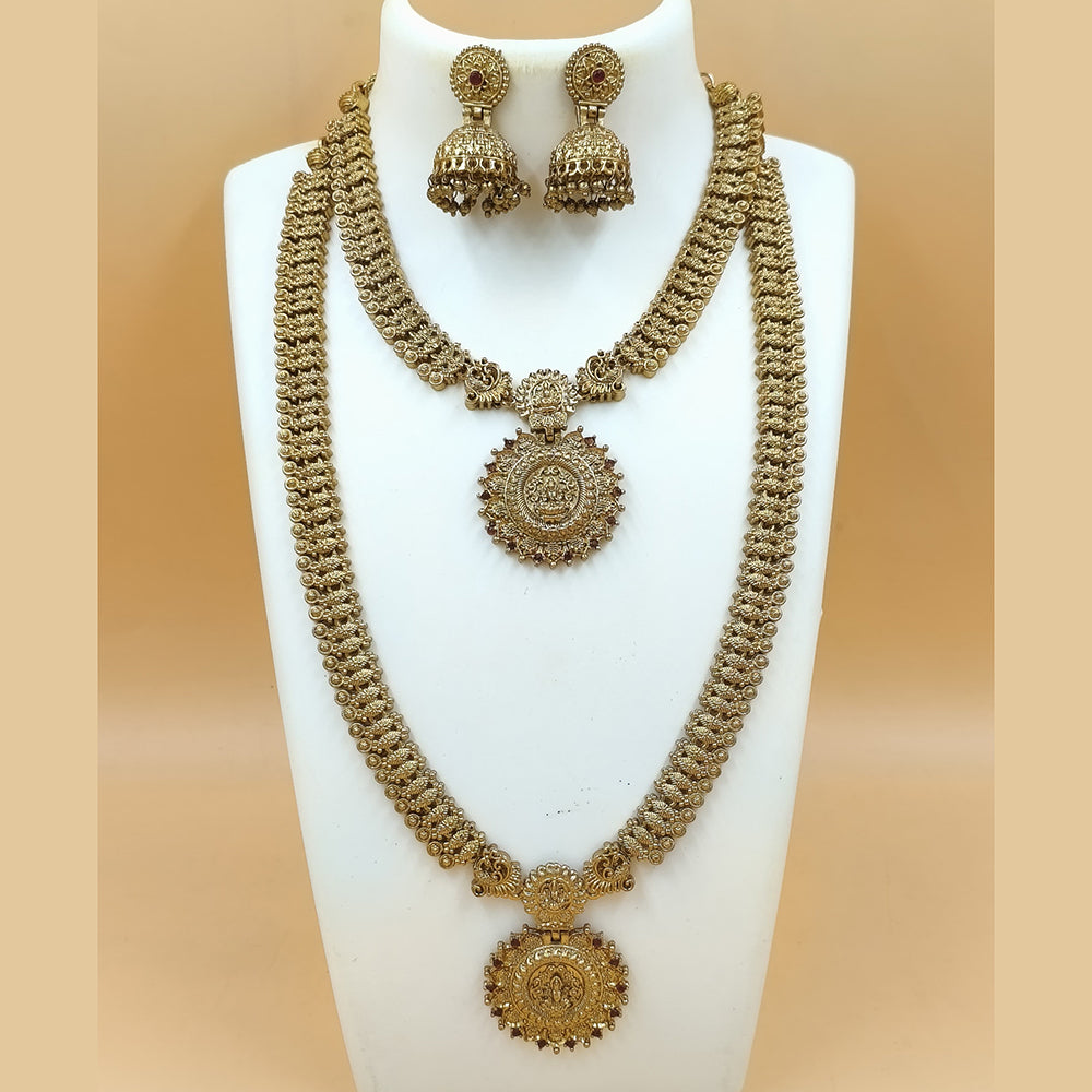 Joyful Jewel Art Ethnic Charm Matte Gold Plated Necklace Combo