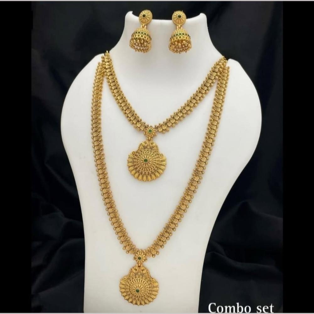 Joyful Jewel Art Matte Gold Plated Pota Stone Necklace Combo