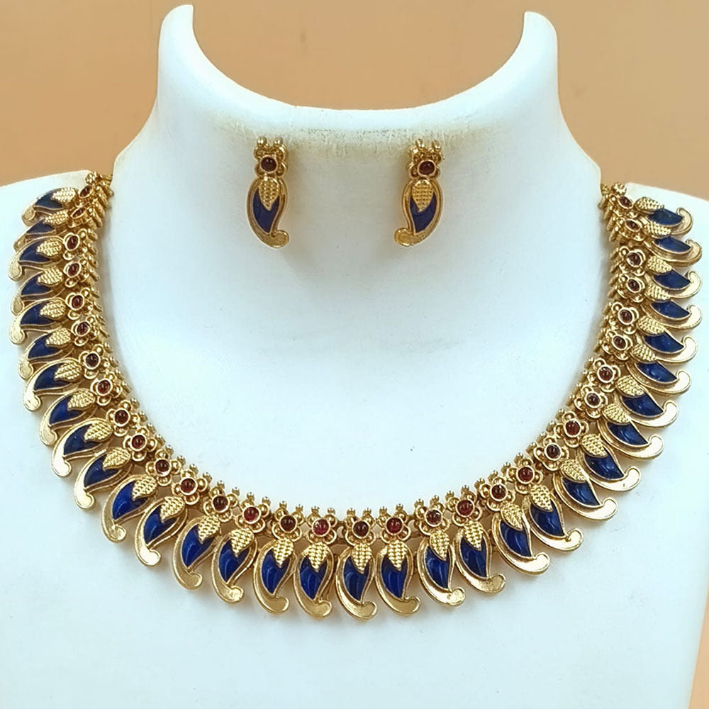 Joyful Jewel Art Matte Gold Plated Pota Stone Necklace Set