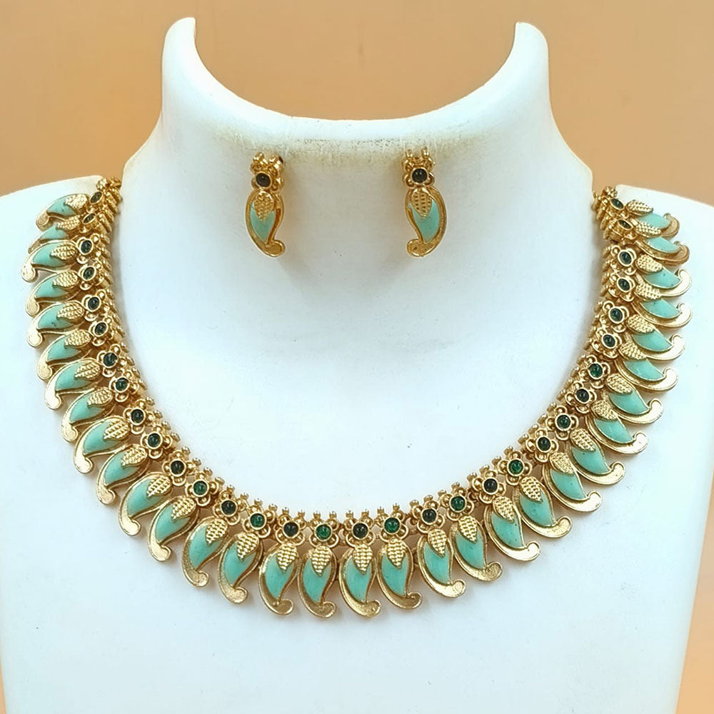 Joyful Jewel Art Matte Gold Plated Pota Stone Necklace Set
