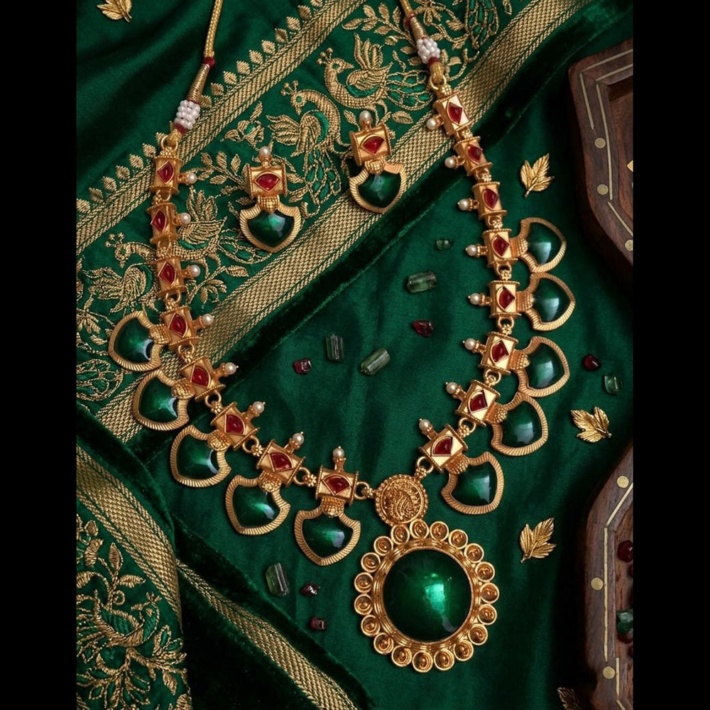 Joyful Jewel Art Traditional Matte Pota Stone Necklace Set