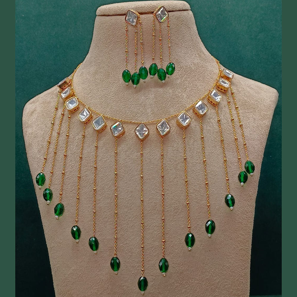 Amoliya Jewels Gold Plated Stylish Kundan Necklace Set
