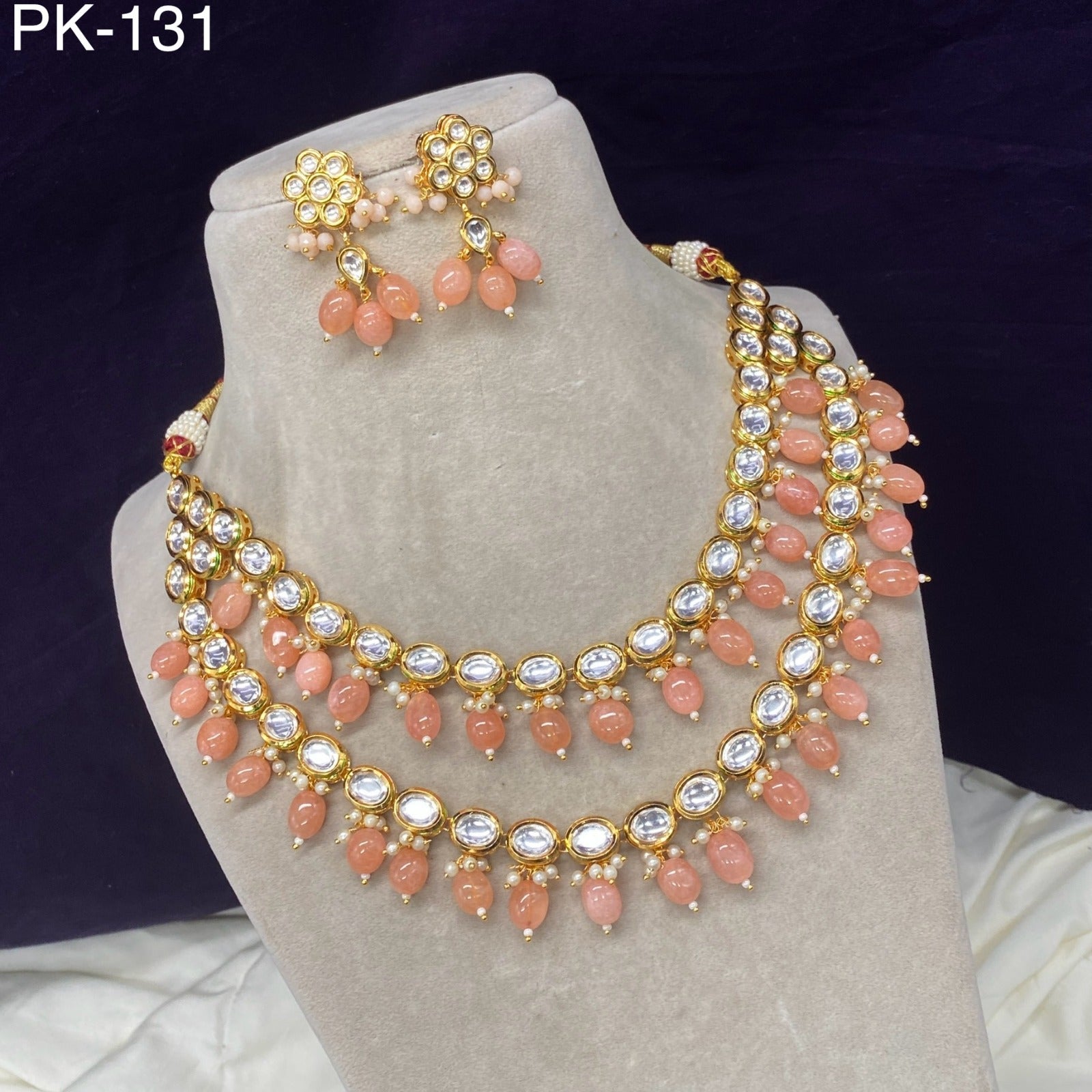 Amoliya Jewels Polki Kundan Brass Necklace Set