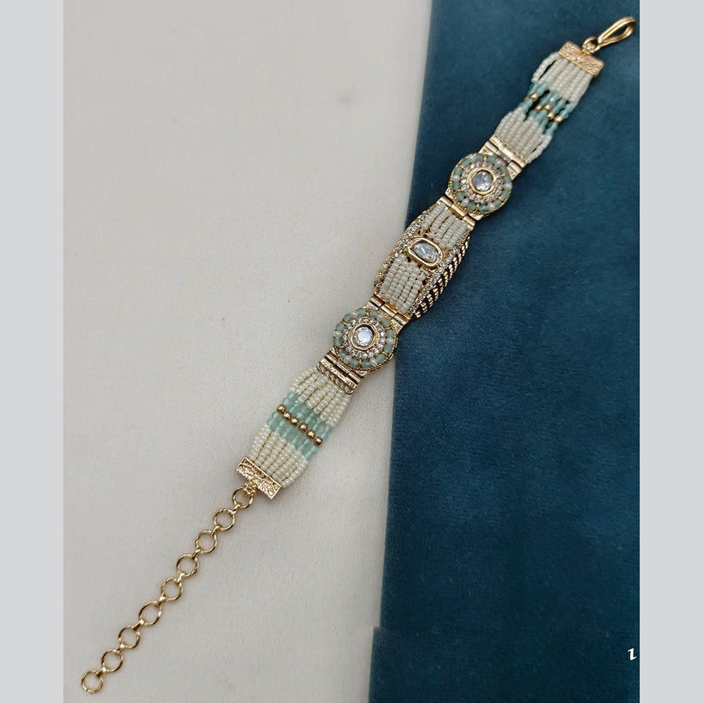 Amoliya Jewels Gold Plated Polki Kundan And Pearl Bracelet