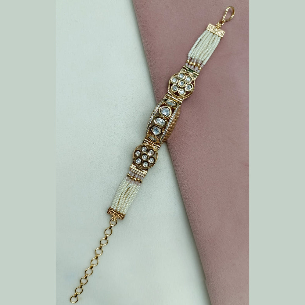 Amoliya Jewels Gold Plated Polki Kundan And Pearl Bracelet