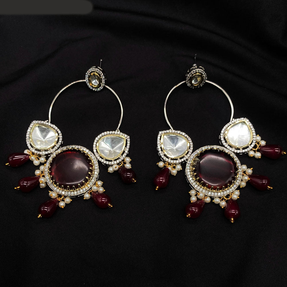 Amoliya Jewels Gold Plated Polki Kundan And Pearl Dangler Earrings