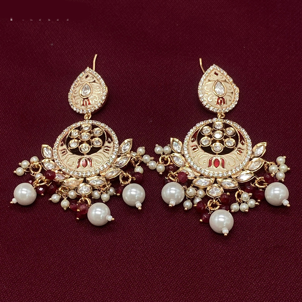 Amoliya Jewels Gold Plated Polki Kundan And Meenakari Dangler Earrings
