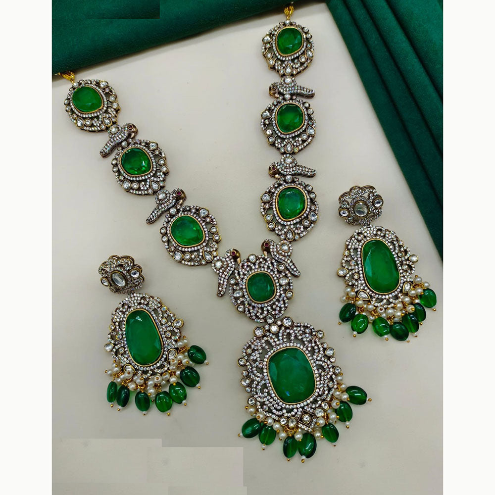 Amoliya Jewels Gold Plated Austrian Stone Necklace Set