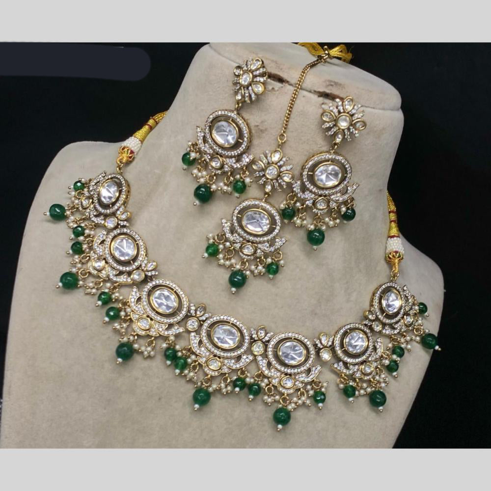 Amoliya Jewels Gold Plated Kundan Stone & Pearls Necklace Set