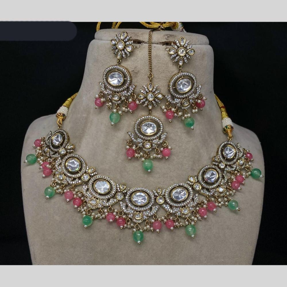 Amoliya Jewels Gold Plated Kundan Stone & Pearls Necklace Set