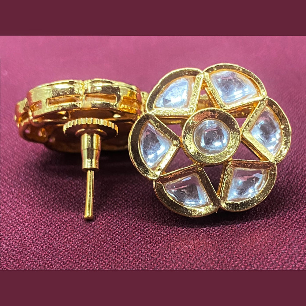 Amoliya Jewels Gold Plated Polki Kundan Stone Studs Earrings