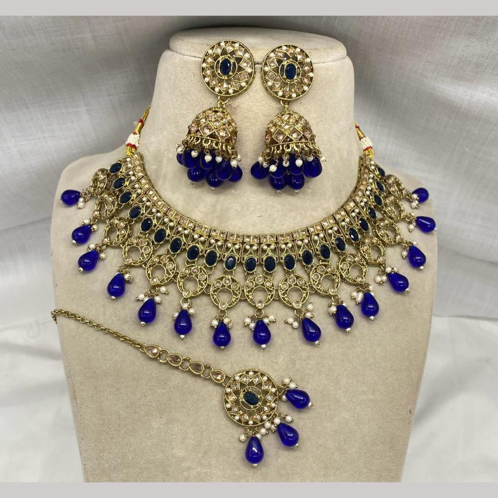 Amoliya Jewels Gold Plated Crystal Stone And Pearls Necklace Set