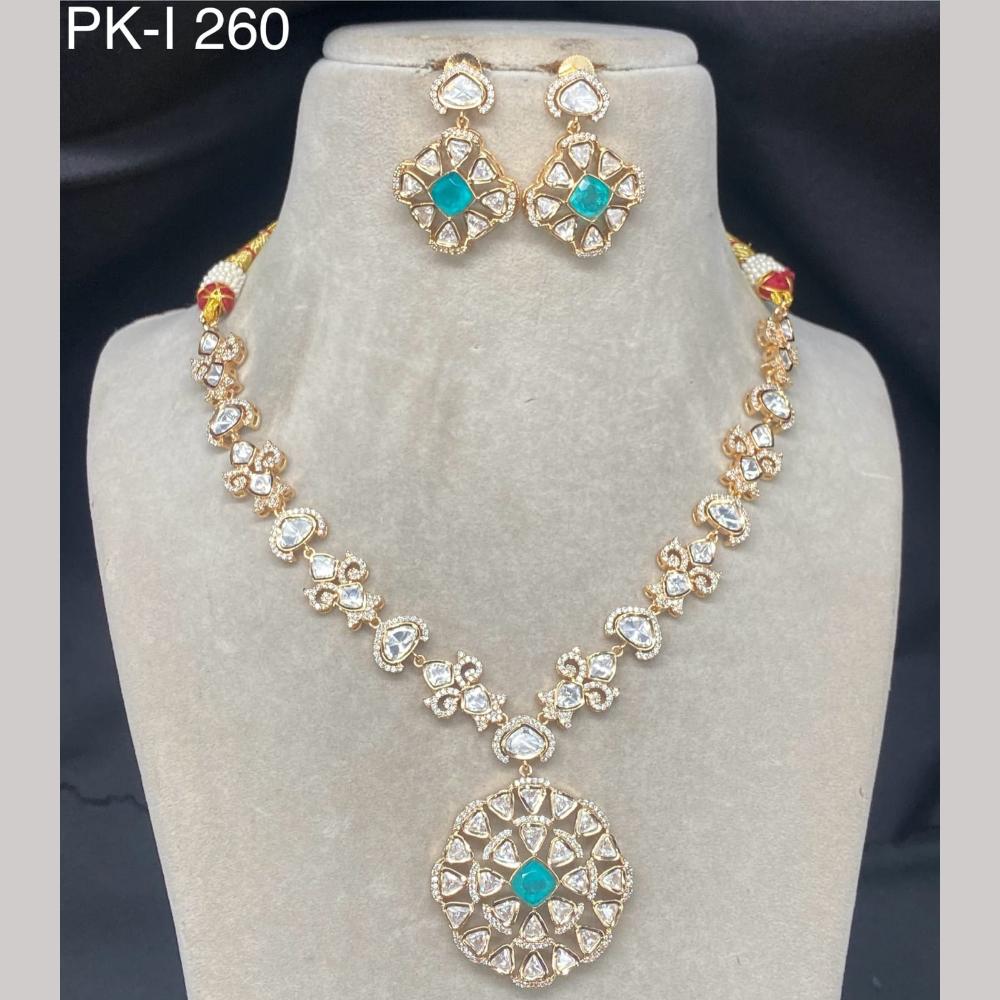 Amoliya Jewels Gold Plated Polki Kundan Stone Necklace Set