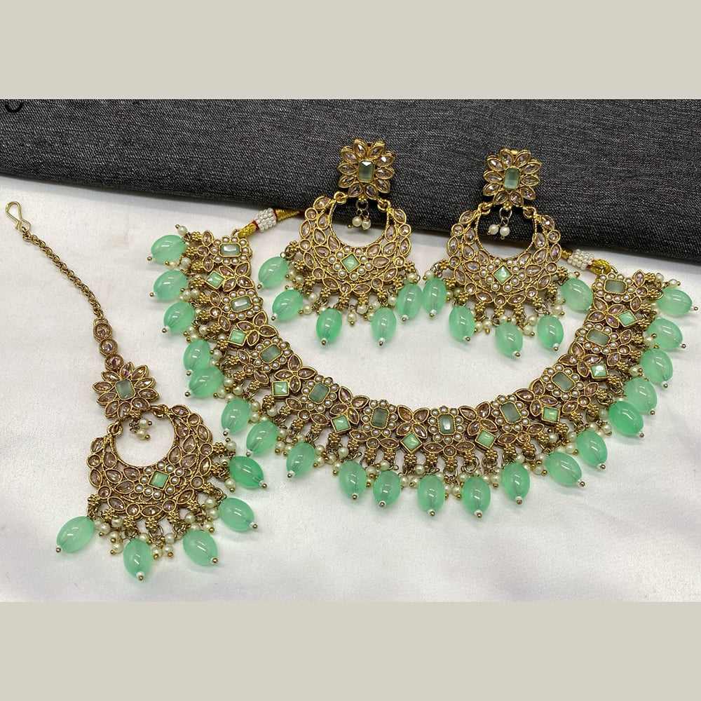 Amoliya Jewels Gold Plated Crystal Stone  Necklace Set