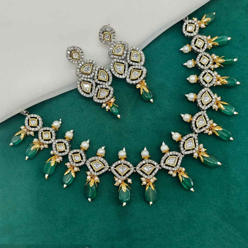 Amoliya Jewels Polki Kundan Stone And Beads Necklace Set