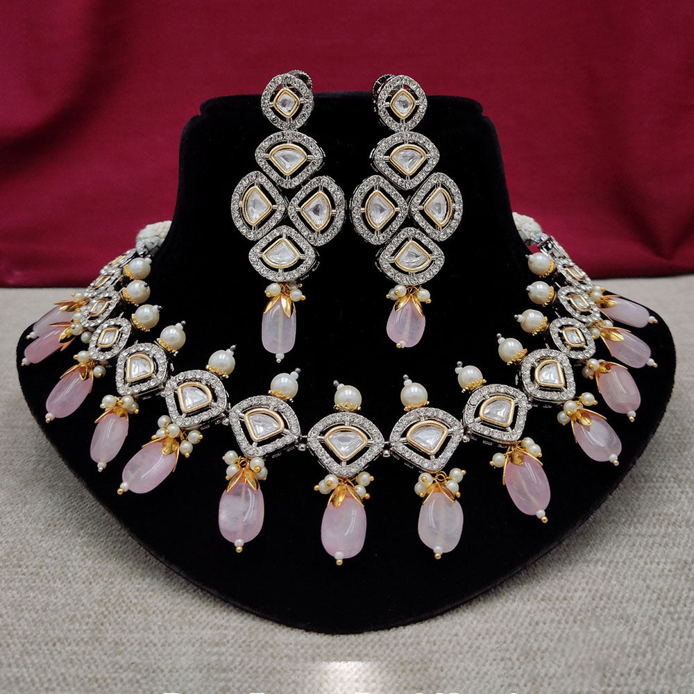 Amoliya Jewels Polki Kundan Stone And Beads Necklace Set