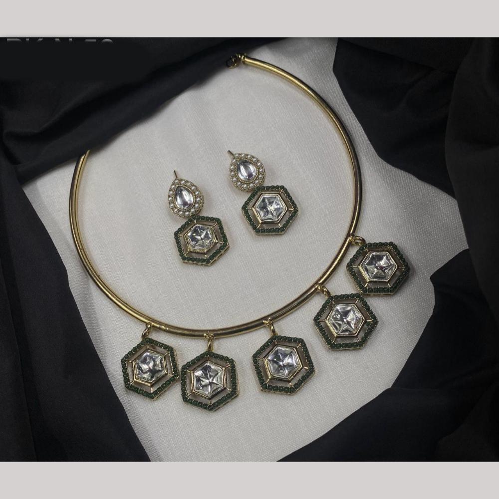 Amoliya Jewels Gold Plated Kundan Stone Necklace Set