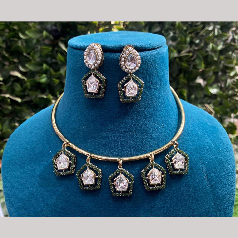 Amoliya Jewels Gold Plated Kundan Stone Necklace Set
