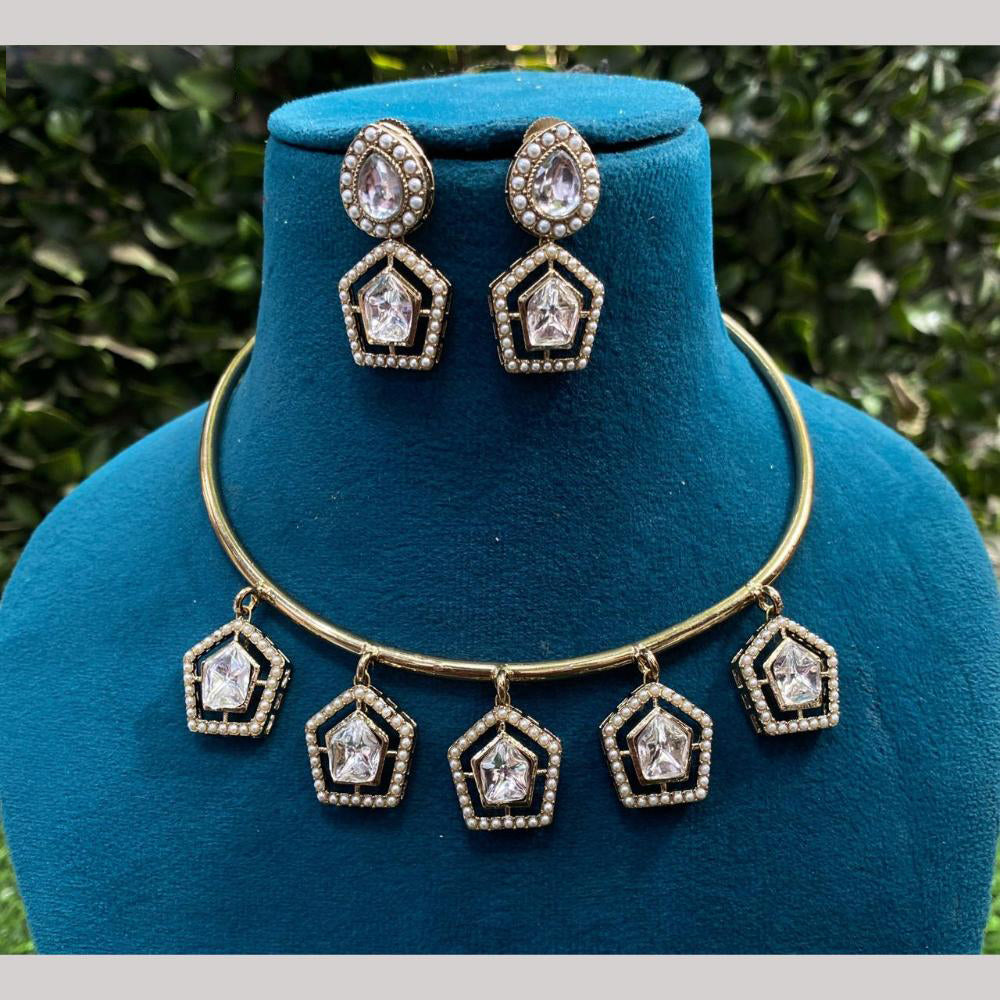 Amoliya Jewels Gold Plated Kundan Stone Necklace Set