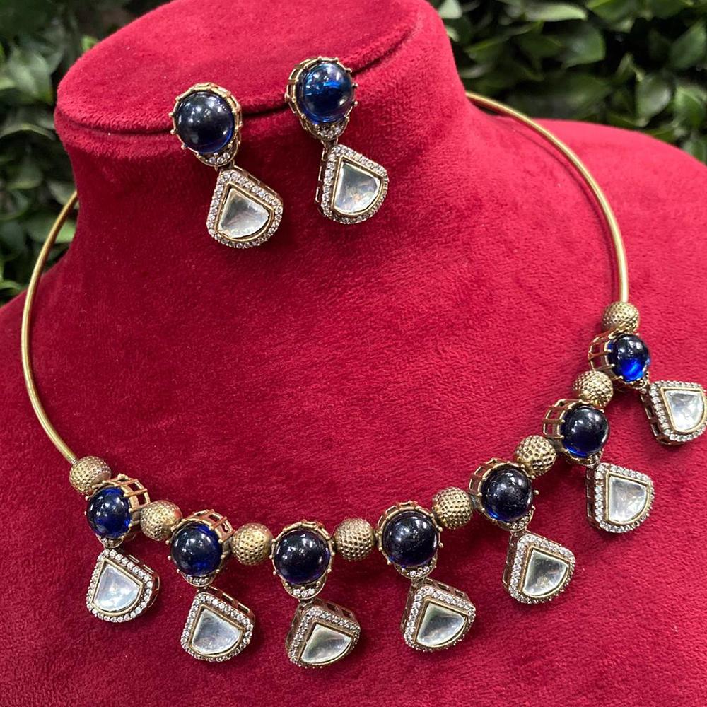 Amoliya Jewels Gold Plated Kundan Stone Necklace Set