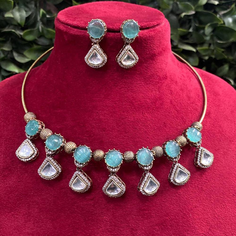 Amoliya Jewels Gold Plated Kundan Stone Necklace Set