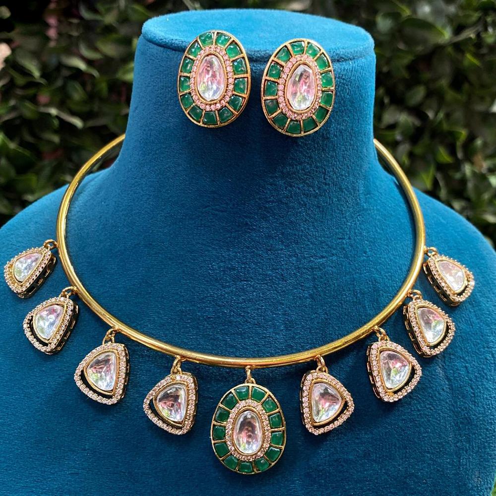 Amoliya Jewels Gold Plated Kundan Stone Necklace Set