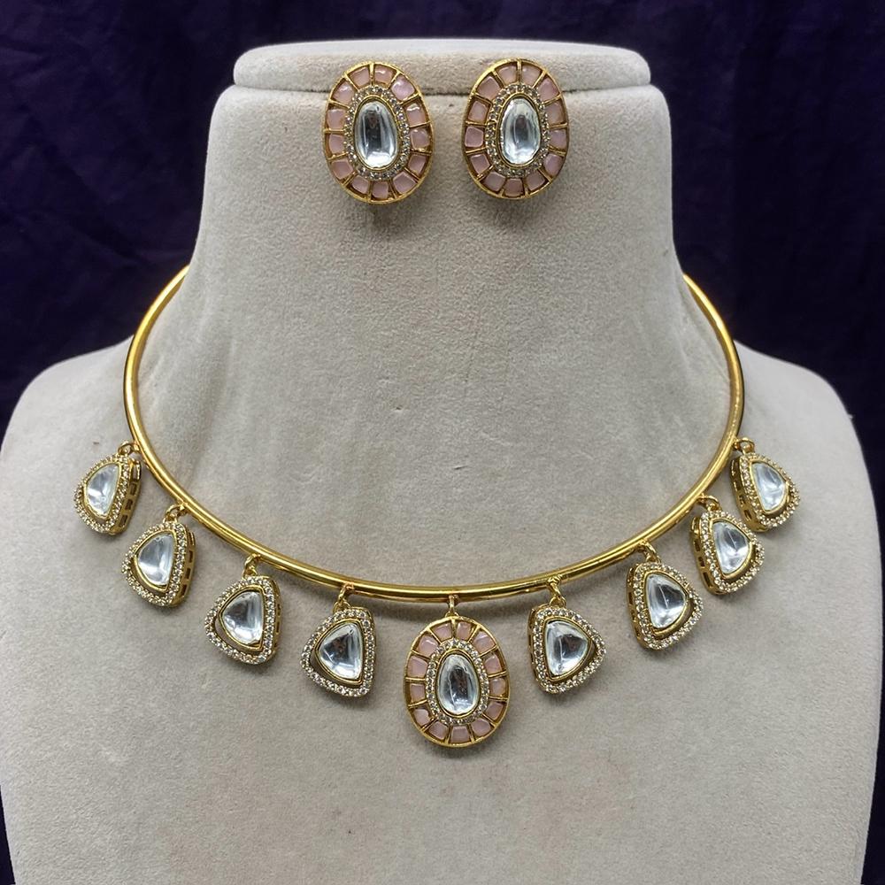 Amoliya Jewels Gold Plated Kundan Stone Necklace Set