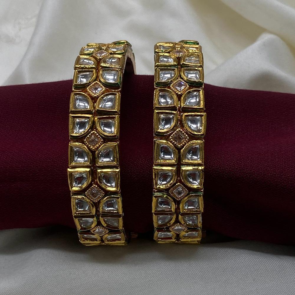 Amoliya Jewels Gold Plated Kundan Stone Openable Bangles Set
