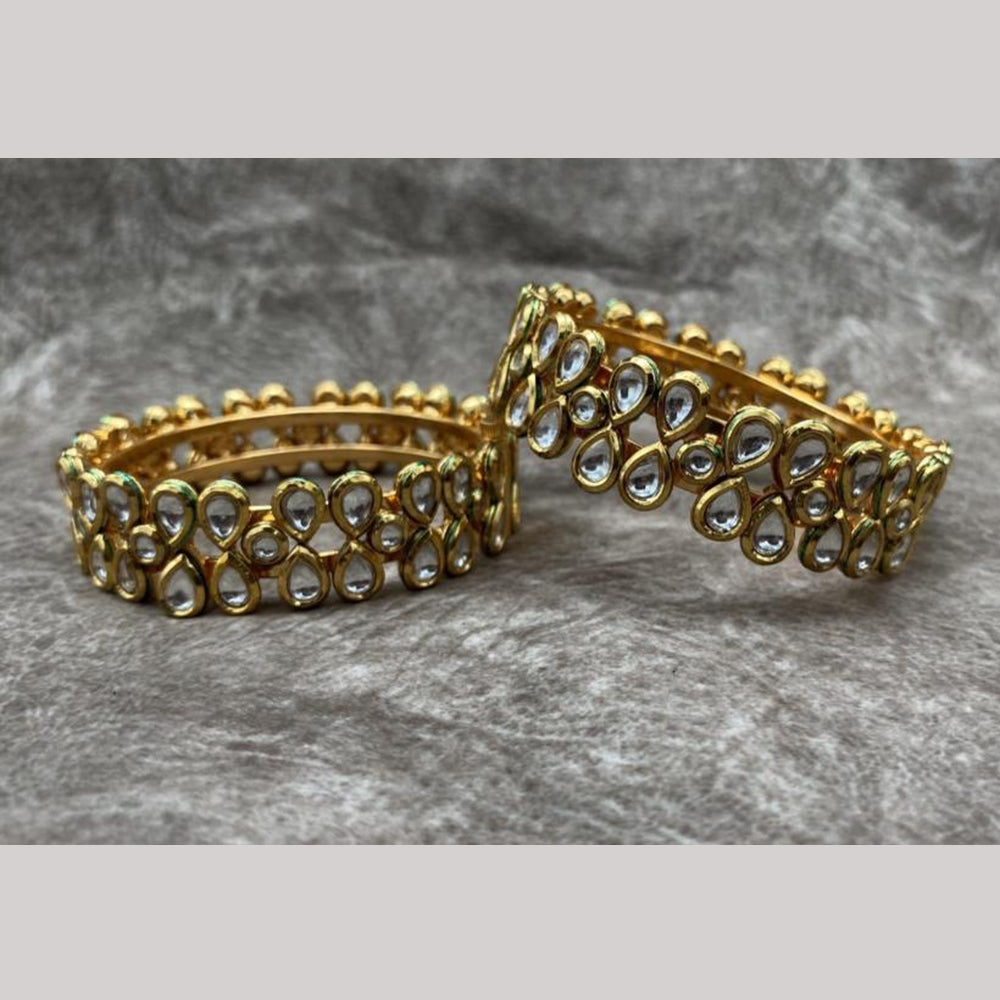 Amoliya Jewels Gold Plated Kundan Stone Openable Bangles Set