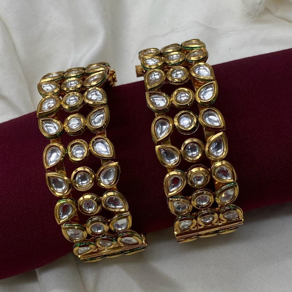 Amoliya Jewels Gold Plated Kundan Stone Openable Bangles Set