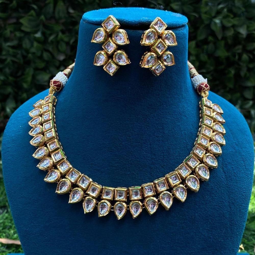 Amoliya Jewels Gold Plated Kundan Necklace Set