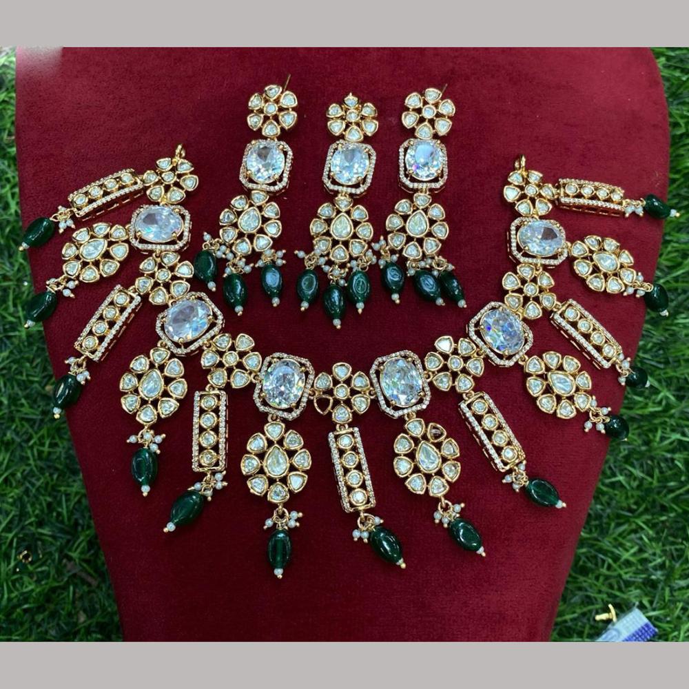 Amoliya Jewels Gold Plated Polki Kundan And Beads Necklace Set