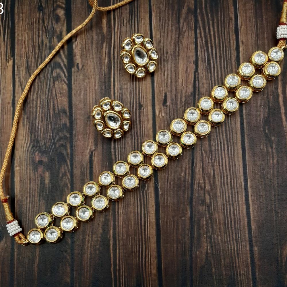 Amoliya Jewels Gold Plated Polki Kundan Choker Necklace Set