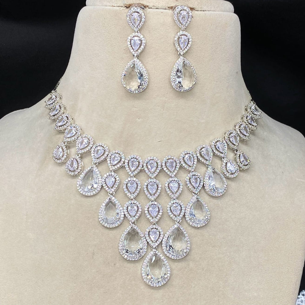 Amoliya Jewels Gold Plated American Dimond Necklace Set