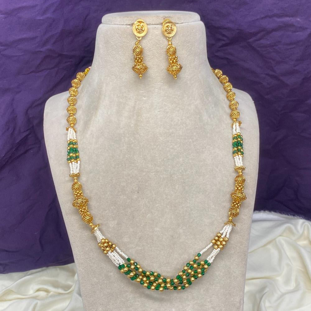 Amoliya Jewels Gold Plated Pearls Necklace Set